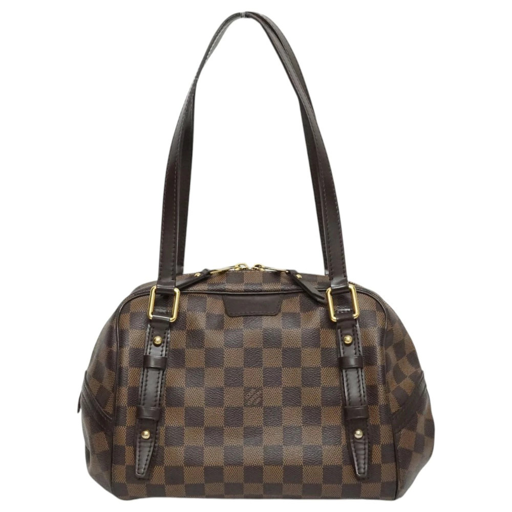 Louis Vuitton Rivington Damier Tote Bag Canvas Leather Ebene Brown